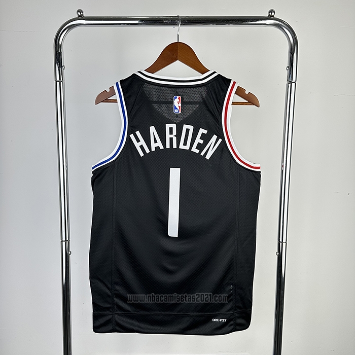 Camiseta Los Angeles Clippers James Harden #1 Ciudad 2020-21 Negro
